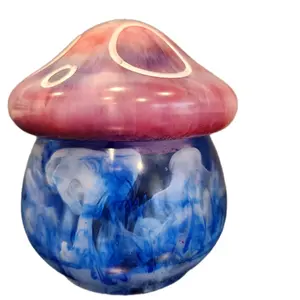 Blue Purple Swirl Retro Resin Mushroom Jar Trinket Holder handmade - Home Organizer Storage Bottle - Bottles Decorative Vanity Canister Container Bowl Round Floral