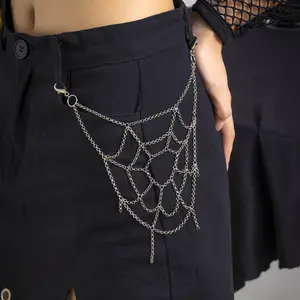 Accessories: Sweet and cool hip-hop punk spider web pants chain; Gothic dark chain body chain clothing accessory.
