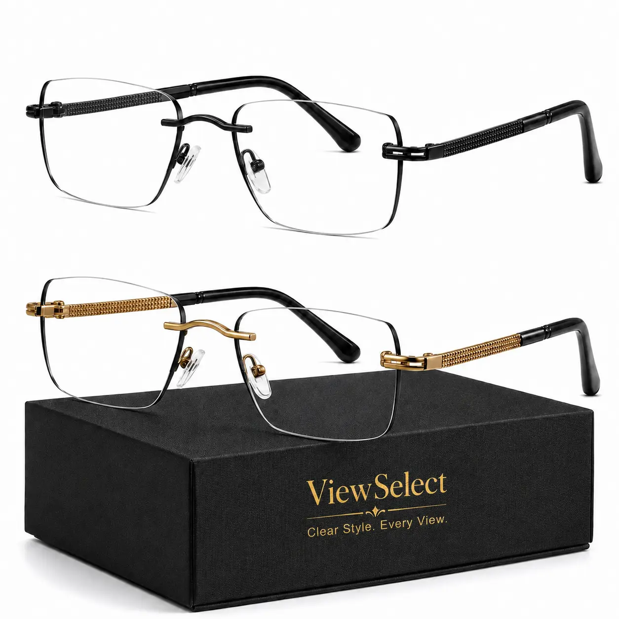 ViewSelect Progressive Multifocal Photochromic Non-Prescription Glasses for Women & Men, Bluelight Blocking UV Protection Light-Adaptive Eyewear, Lightweight Near-Mid-Far Vision Smart Readers