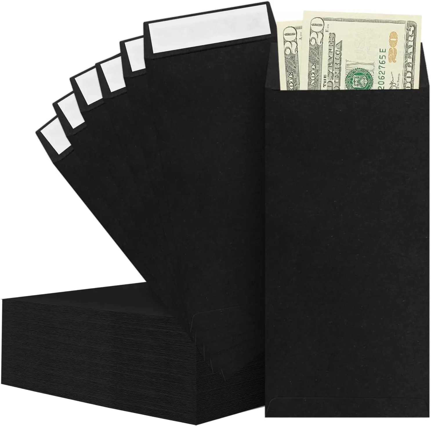 BONUS++ Envelope Set - 120 Envelopes for Cash, Checks, & Tickets; 80GSM, 3.2x6.6 inch Black Envelopes - Perfect for Cash Challenge Savers