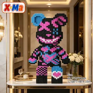 Jinx Inspired Bear Building Blocks Set - Kawaii Punk Style Micro Brick Collectible for Fans & Desk Decor