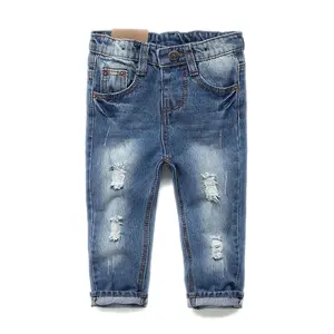 Boys Soft Stretch Ripped Denim Jeans, Elastic Waist Casual Daily Pants for Toddler Big Kids 12M-14Y