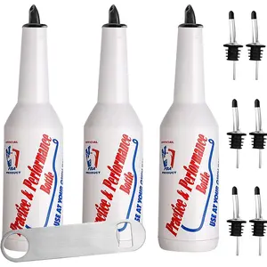 Flair Bottles Practice Set Of 3 Bartender Bottle 25oz/750ml Bartending Kit Performance Bar White Decorative Shaker For Pub Wine Cocktail
