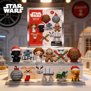 Star Wars Christmas Series Blind Bag 1PC Officially Licensed PVC Keychain Bag Clip 3D Figurine Charms Blind Box Anime Figure Collector Keyring Backpack Decor Darth Vader R2-D2 Princess Leia Stormtrooper Chewbacca Salacious Crumb AT-AT C-3PO Ewok