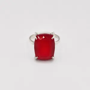 Yaya's One-of-a-Kind Cherry Agate Sterling Silver Ring - Size 9 - ID 125