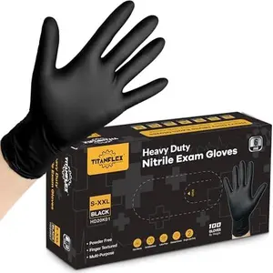 TitanFlex Disposable Nitrile Exam Gloves, 100ct 6-mil, Black, Heavy Duty, Latex Free, Food Safe for Cooking & Food Prep
