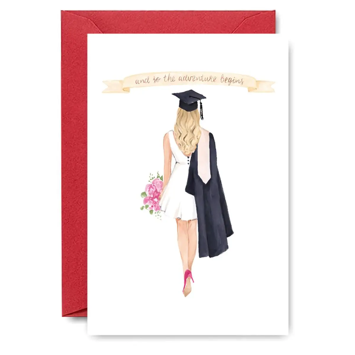 Graduation Themed Greeting Card, Card Design, 1 Count Watercolor Graduate Pattern Greeting Card, Graduation Gift for Student, Graduation Party Favors, Congratulations Card