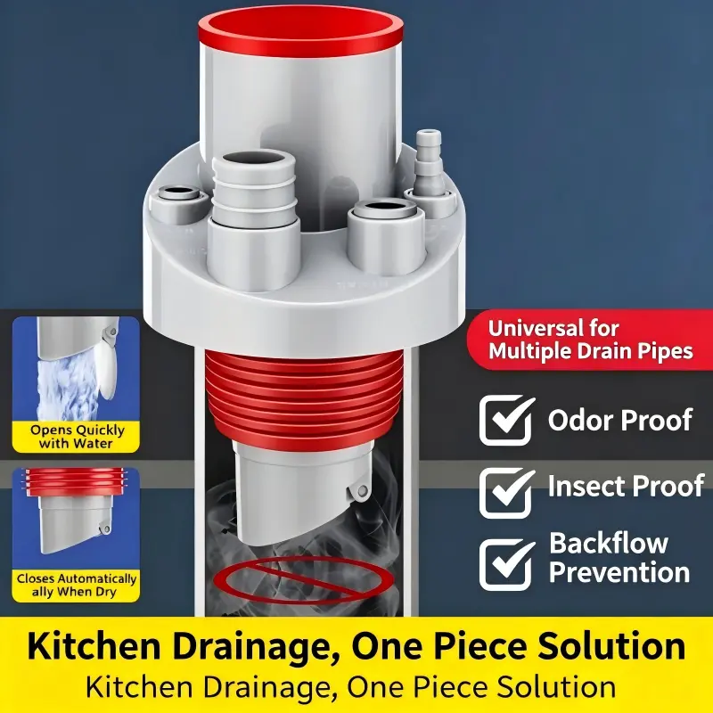 5-in-1 Multi-Function Drain Connector Tee - Universal Kitchen Fixture Fitting for Kitchen Sink, Water Purifier, Dishwasher Drain Hose