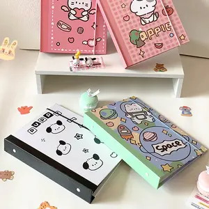 PopKoolShop A5 Cartoon Binder | Composition Hardcover Binder | Kpop Photocard Binder | 6 Ring Planner K-pop Binder Bullet Journal Scrapbook Gifts with 25 Acid Free Inner Pages