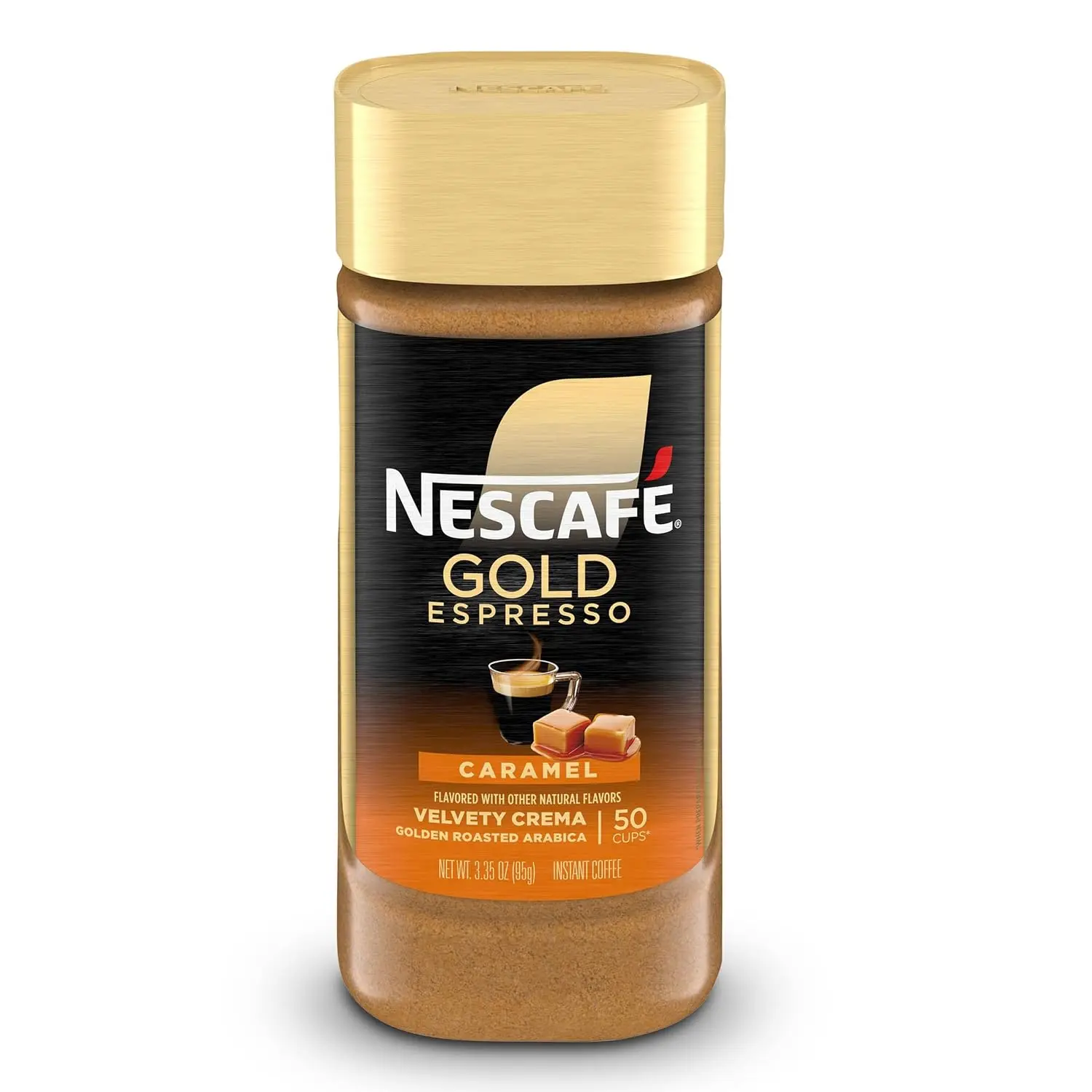 Gold Espresso Caramel Flavored Instant Coffee, 3.5 oz Jar | Caramel-flavored instant espresso; single 3.5 oz (100 g) jar