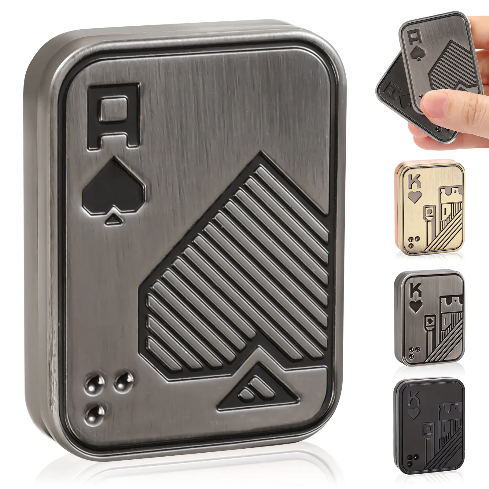 Metal Poker Push Card Fidget Slider - Unisex Stress Relief Finger Toy with Magnetic Sliding Action, Mimics Shuffling Cards, Compact Pocket-Sized, Outdoor Fidgeting Tool, Gift for Husband, Reduces Anxiety