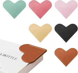 6 count Leather Heart Bookmarks for Reading Women, Cute Corner Page Book Marks for Book Lovers Teachers Students, Reading Accessories Gifts for Book Lovers
