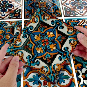 Self-Adhesive Removable Vintage Tile Backsplash, Waterproof and Oil-Resistant for DIY Kitchen & Bathroom, 5.9x11.8 Inch Wall Decor