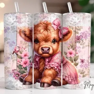 Baby highland cow | 20oz Skinny sublimation tumbler transfer print out (TRANSFER ONLY, NOT A FINISHED TUMBLER)