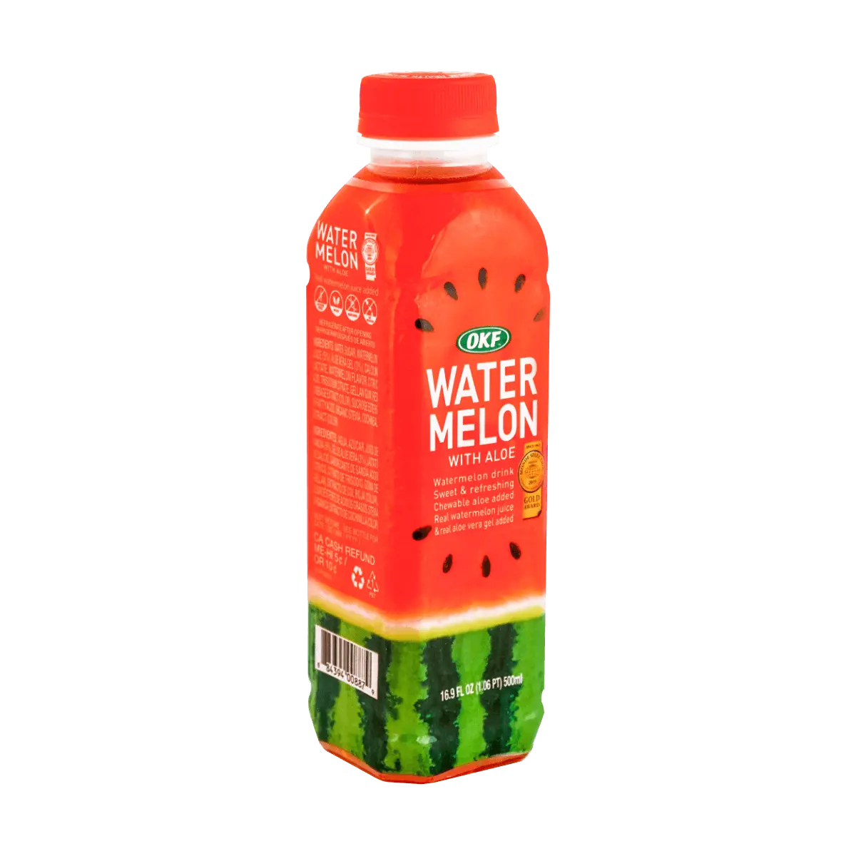OKF Watermelon Aloe Vera Drink 500ml - Refreshing Korean Beverage, Natural Fruit Juice, Hydrating & Delicious
