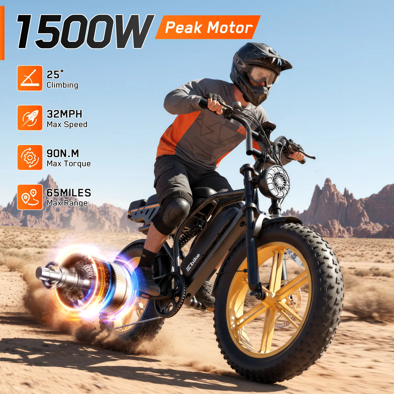 【2026 New Model & TST R9 EBike】 Electric Bike for Adults, 1500W Peak Motor Ebike with 48V 15Ah Built-in Battery, 60 Miles Range 28 MPH Electric Bike, 20 Fat Tire EBike with Rear Seat Footrest LED Headlights 20Inch All-Terrain Fat Tires UL2849 Certified,fa