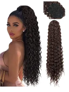 Women's Deep Hair Wig Ponytail Net Bag Drawstring Synthetic Curly Ponytail Braid, Synthetic Braiding Hair, Long Natural Look, Easy Wear Daily Use, Synthetic Extensions, Curly Pony Tails