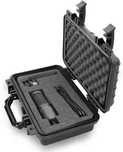 CASEMATIX 12" Waterproof Microphone Case for Rode Procaster Behringer Mic MXL Nady Shure & More Up to 9" - Recording Protection with Customizable Foam Interior and Built-in Carry Handle