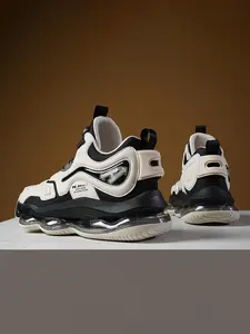 Men's Casual Sport Shoes, High-Quality High-Top Air Cushion Basketball Shoes, Rotating Button No Laces, Trendy Large Size Outdoor Student Sports Shoes