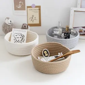 Rustic Rope Storage Baskets, Nordic Style, Woven Desktop Organizer, Home Decor, Home Storage Supplies, Multipurpose Basket, Multi-Size, Shelf Baskets, Portable Handmade Basket