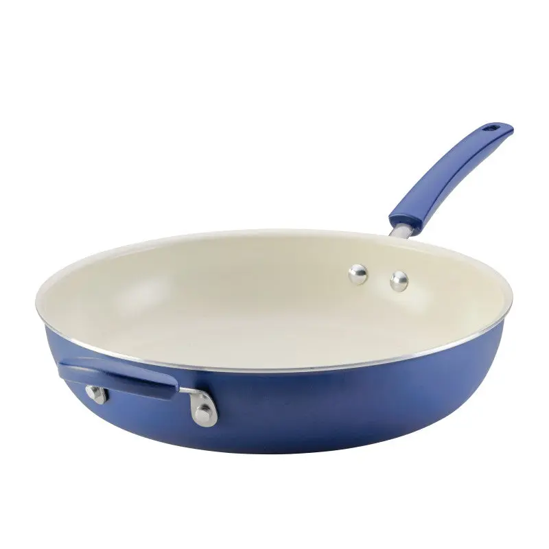 Farberware Ceramic Nonstick 12.5-Inch Frying Pan with Helper Handle, Practical, Easy Clean, Easy Food Release, Fast Even Heating, Dishwasher Safe for Everyday Meals, Round