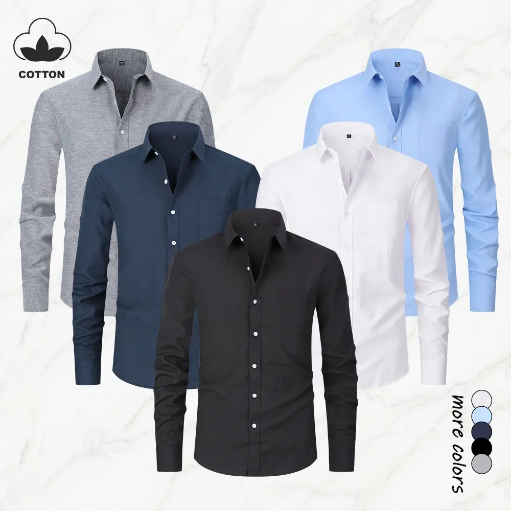 Men's Slim Fitting Full Sleeves Plain Button Dress Shirt - Single Pack, Comfortable Breathable Fabric, Formal Wear, Chic Basics, Suitable for Formal Work Meetings, Casual Occasions | Menswear Top