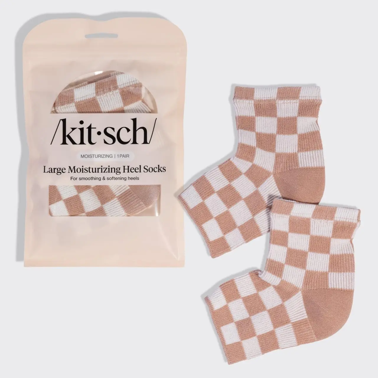 Terracotta Checker Moisturizing Heel Socks - Large Terracotta Checker Moisturizing Heel Socks - Large