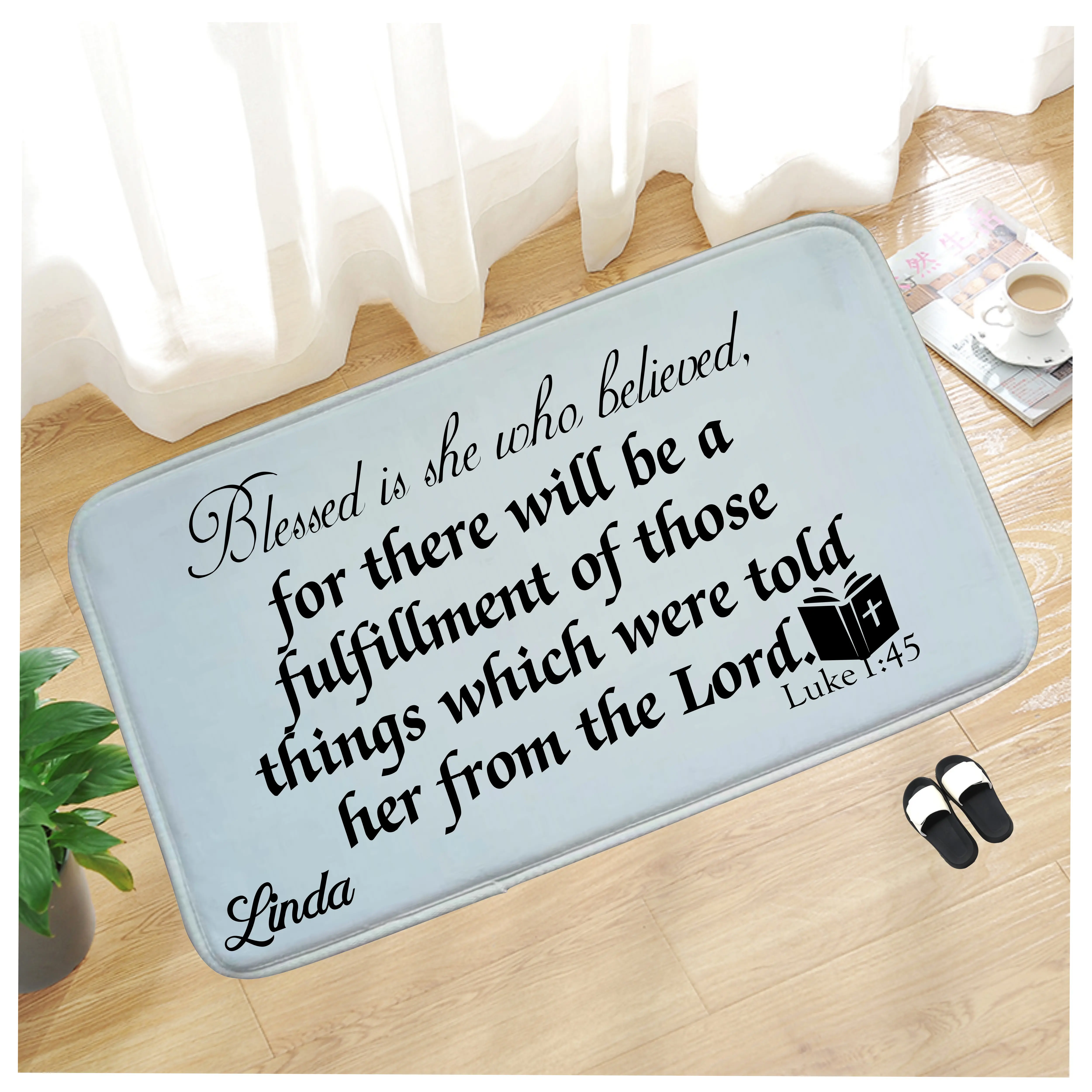 Customized Prayer Mat with Bible Verse & Your Name, Anti-Skid Base, Bedside Comfort Gift for Daily Devotion, Ideal for Family and Friends