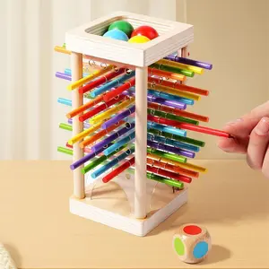 Wooden Stick Game | Colorful Educational Toy for Cognitive Development & Focus, 2 Ways to Play, Complete Set with 30 Sticks, Dice & Wooden Balls (Screen-Free Fun!)