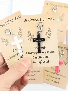 6pcs Mini Cross Keychain, With Prayer Encouragement Greeting Card, Suitable for Commemorative Gifts, Prayer Gifts, Inspired Christian Keychain, Very Suitable for Wallets, Backpacks and Car Keys, Ideal Thanksgiving Gift, Keychain For Bags