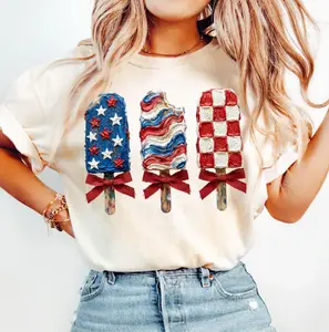 Patriotic Popsicle T-Shirt, 4th Of July Graphic Tee, Red White Blue Summer T Shirt , Print only- Not real Painting