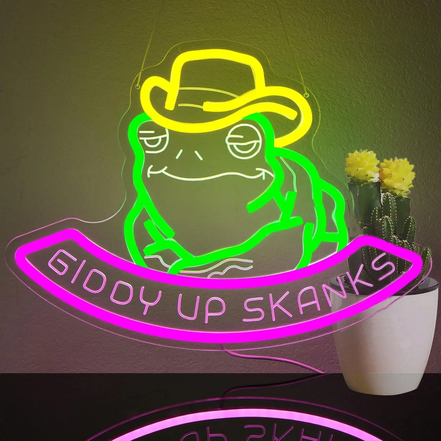 Cowboy Frog Neon Light, LED USB Powered Adjustable Brightness, Room Bar Mall Background Decor, Birthday Party Outdoor Camping Gift, Decorative Neon Light