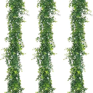 3 Pack Faux Eucalyptus Garland Hanging Greenery Wreath, Decorative Fake Greenery, Perfect for Wedding Backdrop Arch Table Party, Outdoor Indoor Holiday Decoration