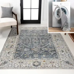 JONATHAN Y Brandy Rustic Border Low-Pile Machine-Washable Indoor Area Rug; for Living Room, Kitchen, Bedroom, Dining Room, Office