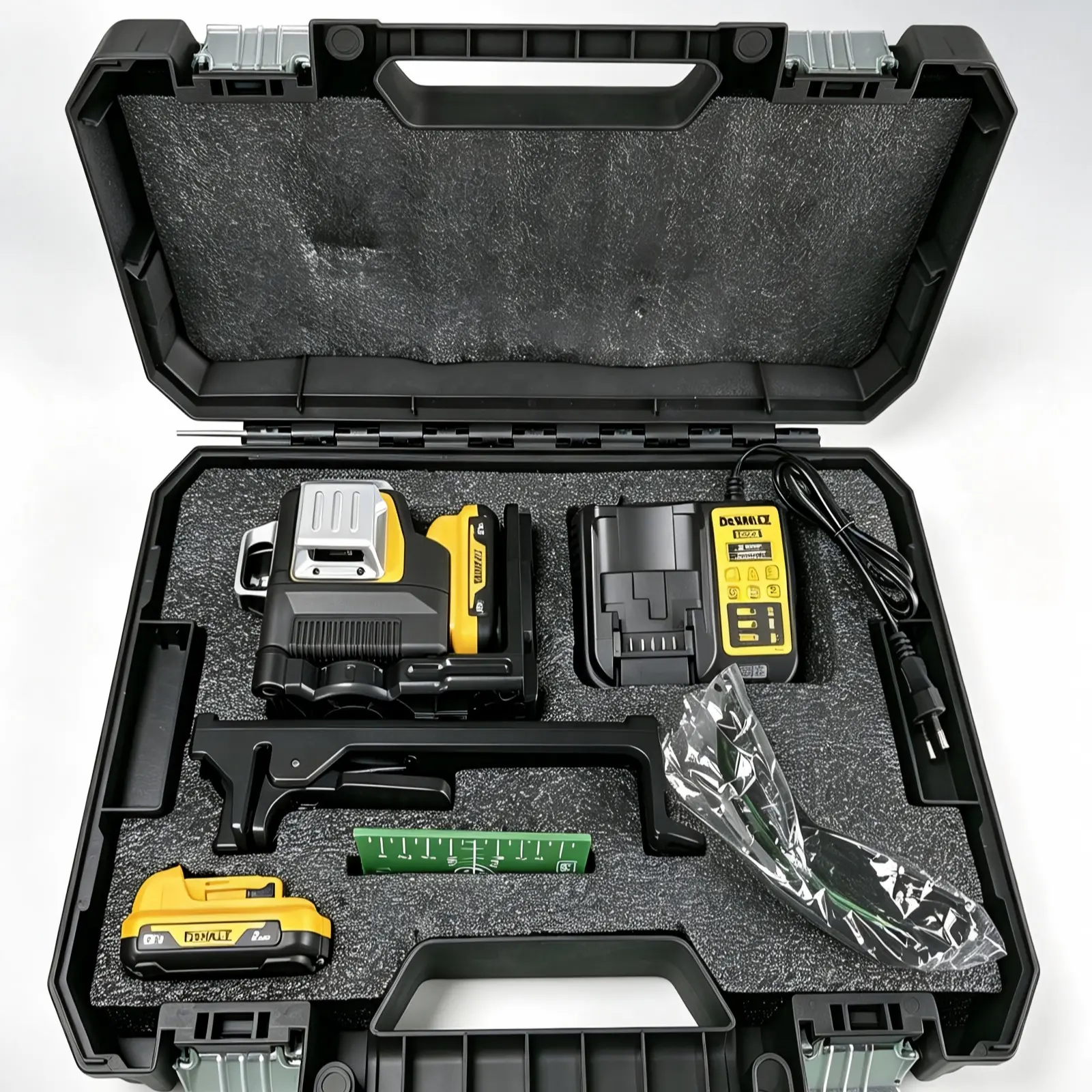 DEWALT 12V Green Beam Laser Level Kit, 12 Lines 360° Self-Leveling Cross Line Laser Measuring Tool With Rechargeable Battery, Charger, Laser Glasses & Wall Mount Bracket For Tile, Construction Layout high torque impact cordless brushless striker socket