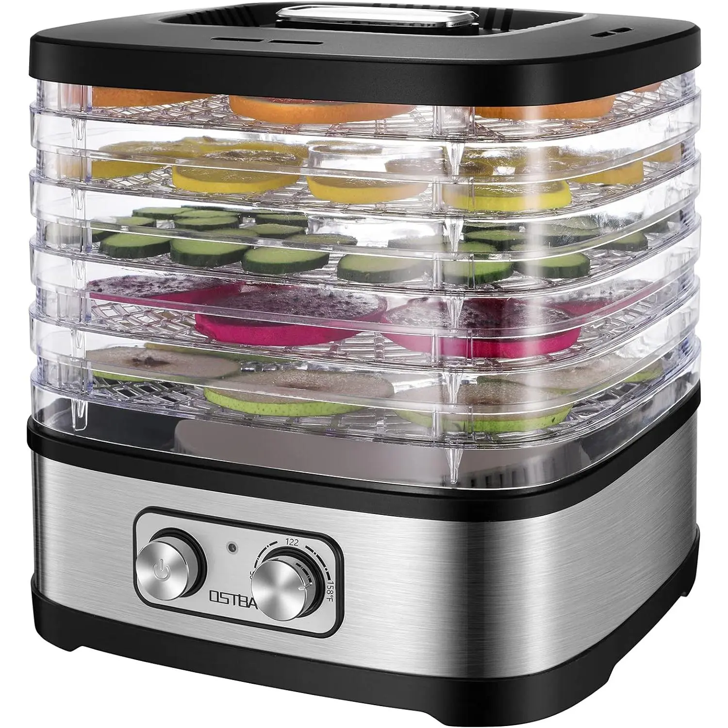 OSTBA Food Dehydrator, Dehydrator meats and Jerky, Fruits, Herbs, Veggies, Temperature Control Electric Food Dryer Machine, 5 BPA-Free Trays Dishwasher Safe, 240W, Recipe Book Included Kitchen Appliances,meats dehydrator