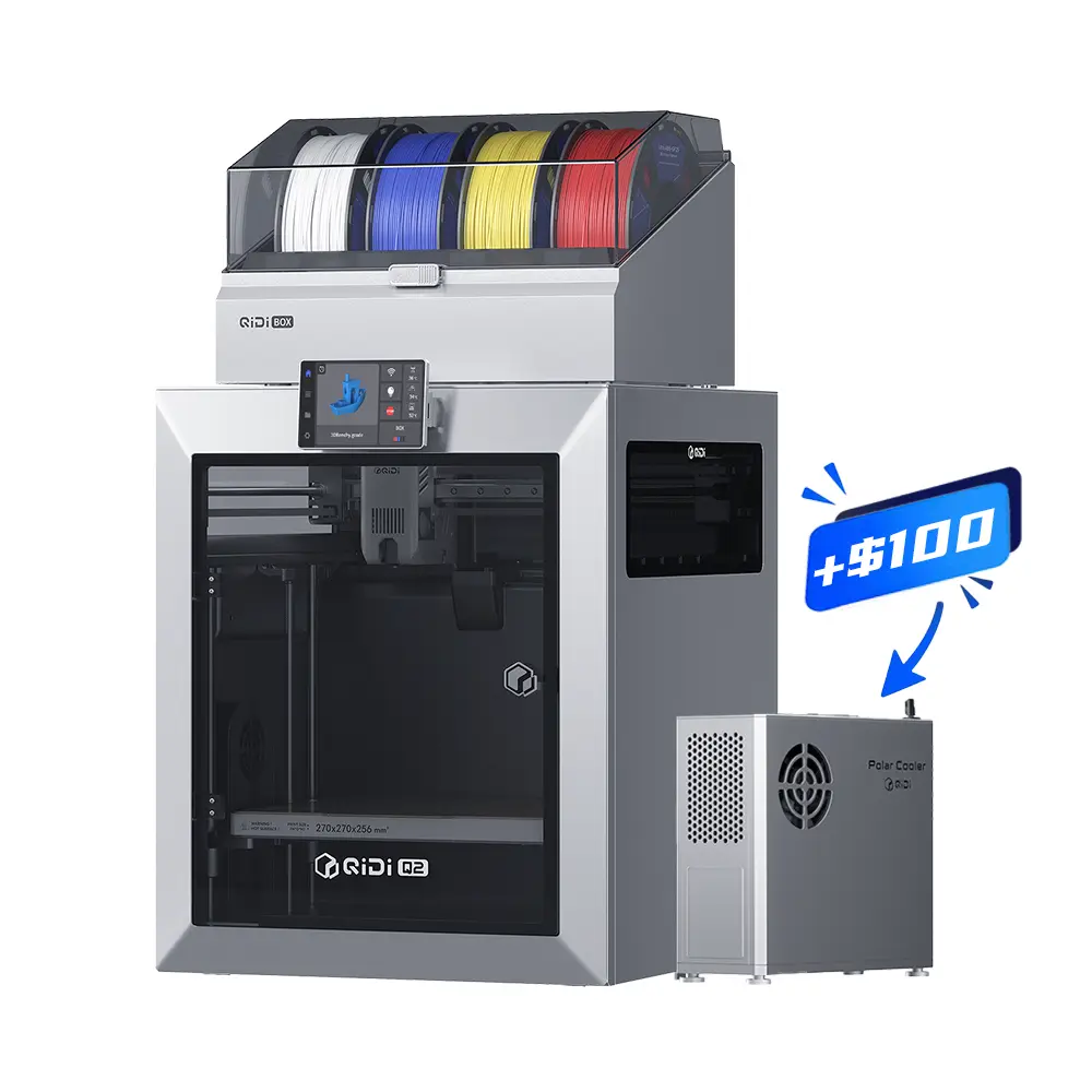 QIDI Q2 Combo Enclosed FDM 3D Printer for Home & Office, 65℃ Heated Chamber, Ultra Air Filtration, 600mm/s High Speed, AI Camera, Full Auto Leveling, 270x270x256mm Build Volume, for Beginners & Experts