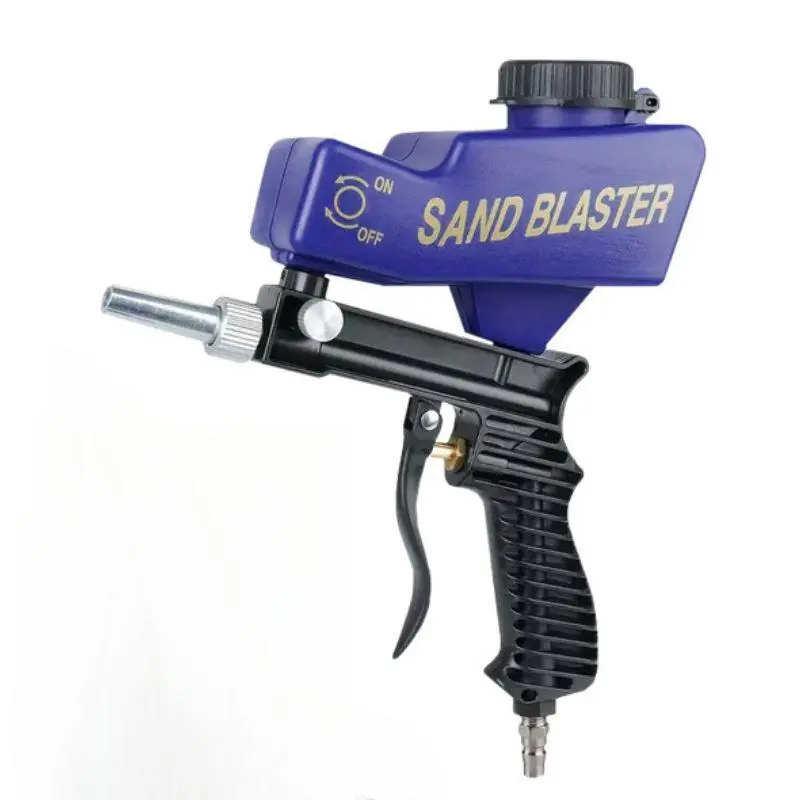 Portable and Convenient Pneumatic Sandblasting Gun - Ergonomic Grip Small Handheld Hardware Tool for Home Use Metal Cleanup and Rust Removal