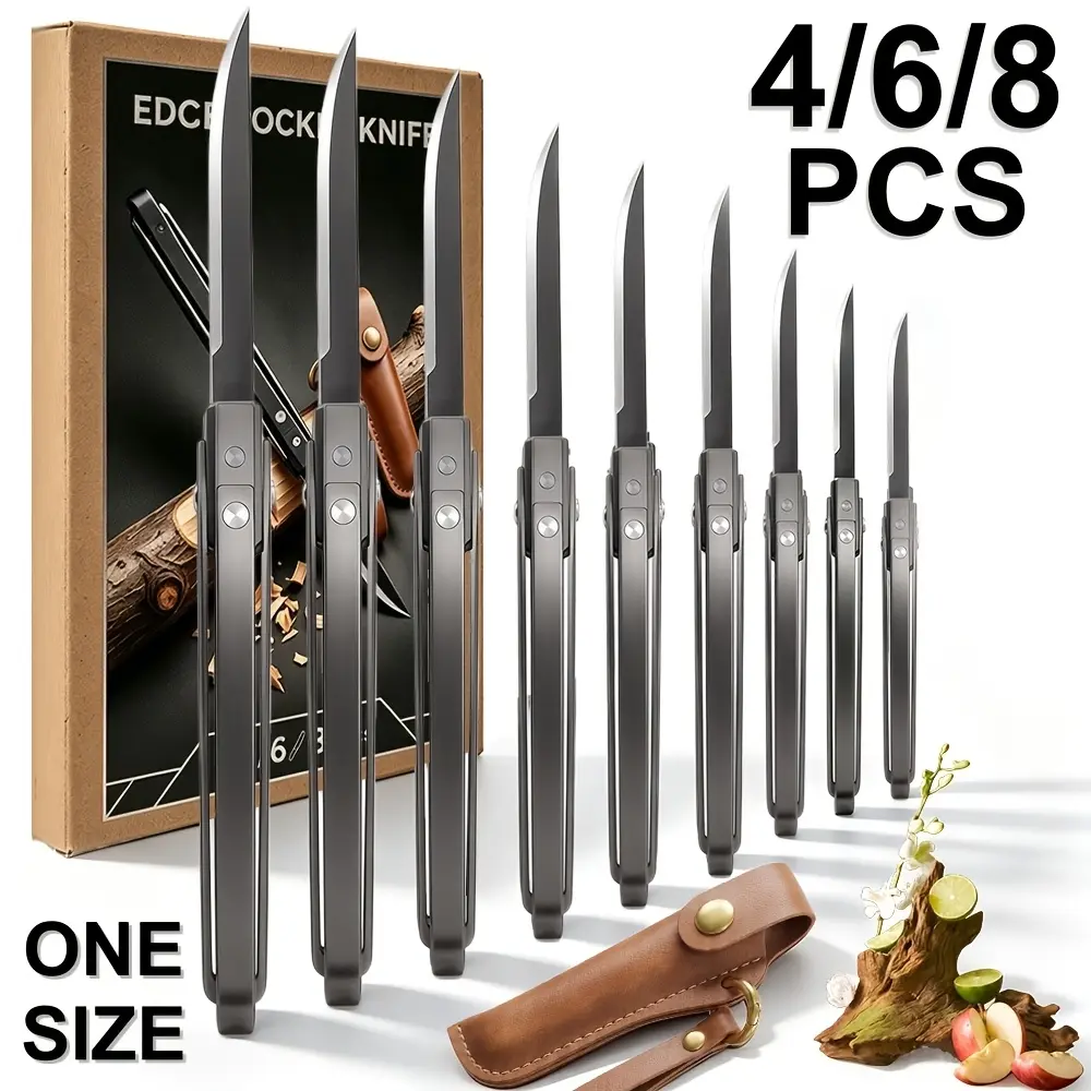 4/6/8pcs Ultimate Edition Super Folding Knife EDC Outdoor Folding Utility Tool | High-Hardness Mini Pocket Cutter Creative Rotating Design, Fruit Knife, Box Cutter Pocket Folding Knife Practical Knife Sturdy Blade And Includes Outdoor Camping
