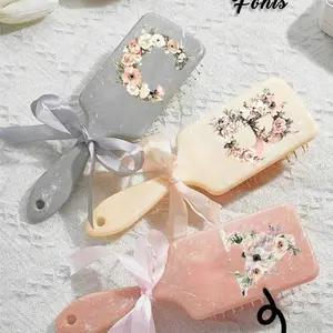 Personalized Hair Brush Set, Anti Tangle Brush, Letter Design Comb & Styling Tools, Ideal Gift for Her, Birthday, Wedding, Anniversary, Unique Customizable