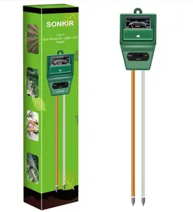SONKIR Soil pH Meter, MS02 3-in-1 Soil Moisture/Light/pH Tester Gardening Tool Kits for Plant Care, Great for Garden, Lawn, Farm, Indoor & Outdoor Use (Green)