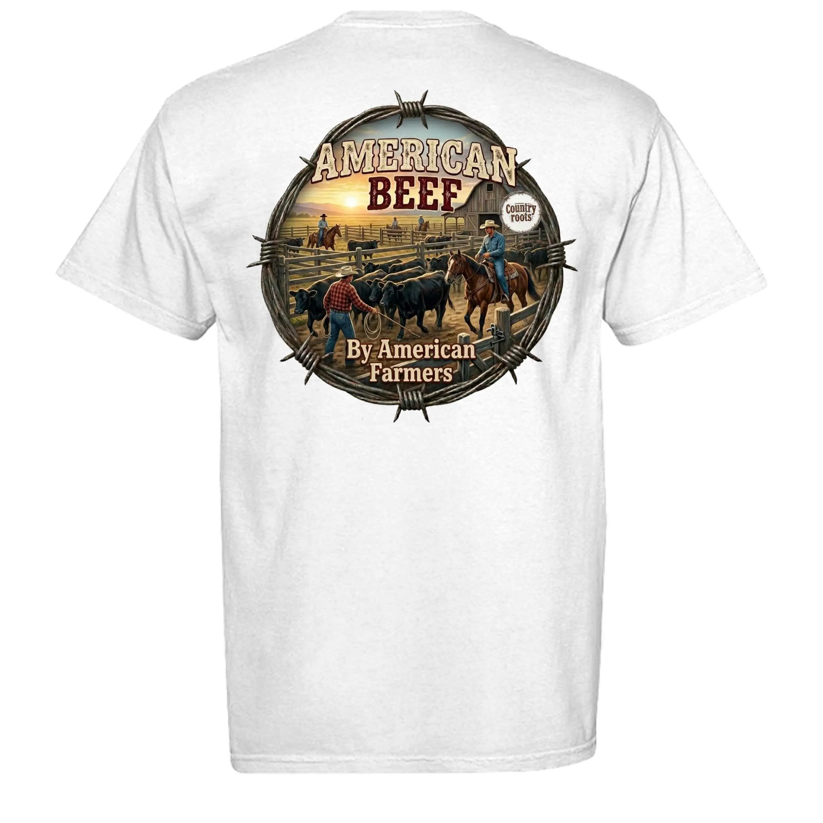 American Beef Pride Graphic T-Shirt – Cattle Rancher Country Tee, Tshirt, Shortsleeve, Casual, Cotton, Beef Lovers, Rancher Pride, Round Neck, Twill Taped Shoulder-To-Shoulder, Apparel, Top, Menswear, Soft, 4Xl