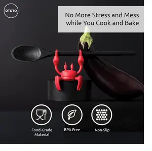 Red the Crab Silicone Utensil Rest - Kitchen Gifts, Silicone Spoon Rest for Stove Top - Heat-Resistant, Funny Kitchen Gifts, Cooking Gifts - Non-Slip Spoon Holder Stove Organizer, Steam Releaser