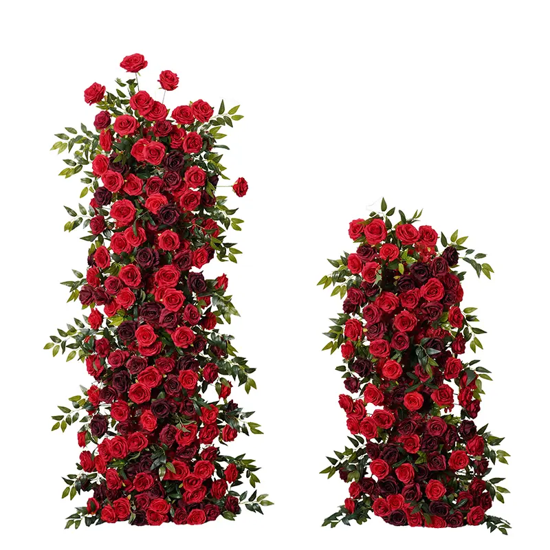 S-A7764 5D Red Rose Artificial Flower Bundle Festive Backdrops & Banners, KT Board Wedding Arch Floral Arrangement Decor, Floral Arrangement Festive Backdrops & Banners