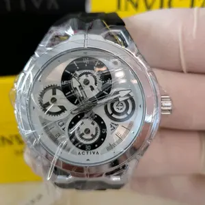 Activa X INVICTA Drift 44mm Swiss Quality Silver Case Quartz Watch with Water-Resistant Silicone Strap
