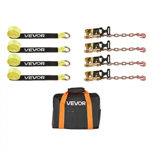 fathersdaygift  VEVOR Wheel Chock Tie-Down Kit, Tire-Style Tow Dolly Strap, Car Tie Down Kit with Heavy-Duty Hook, Break Strength 10009 lbs Working Load 3333 lbs Motorcycle Tie-Down System for ATV, SUV, Snowmobiles