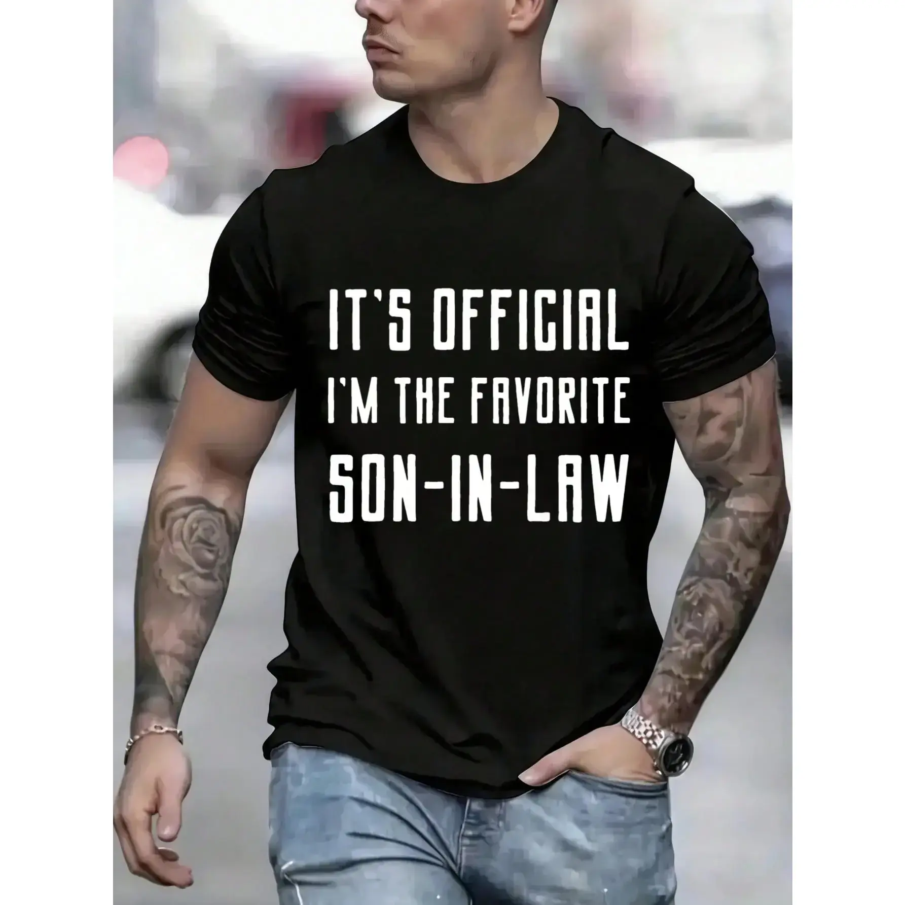 Male G500 Pure Cotton Round Neck Casual T-Shirt - Pull On, Loose-Fitting, Comfort Fit Menswear Casual Wear Top for All Seasons