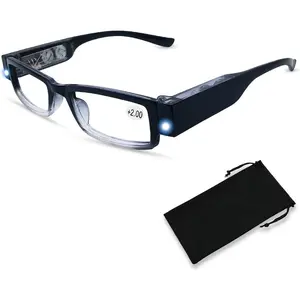 Reading Glasses with Light Magnifying Glasses with Light Led Magnifier Eyeglasses Nighttime Reader Frame Eyewear+2.0