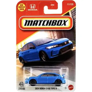 Matchbox 2024 Honda Civic Type R Blue Matchbox Car - 2026 New Release, 11/125 Assortment, 1:64 Scale Diecast Collectible Toy Vehicle