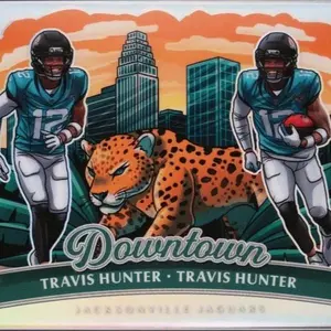 Divy Spot For Travis Hunter (CB) / Travis Hunter (WR) 2025 Optic #15 Downtown Duos /(SSP) Rookie
